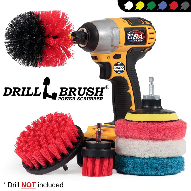 Drillbrush Scrub Brush - Drill Scrub Brush Attachment - Stone Cleaning - Deep Cleaning Brush - Ceramic Tile Cleaner Brush - Deck Scrub Brush - Drill Brush Pads - Rotary Drill Brush Cordless Scrubber