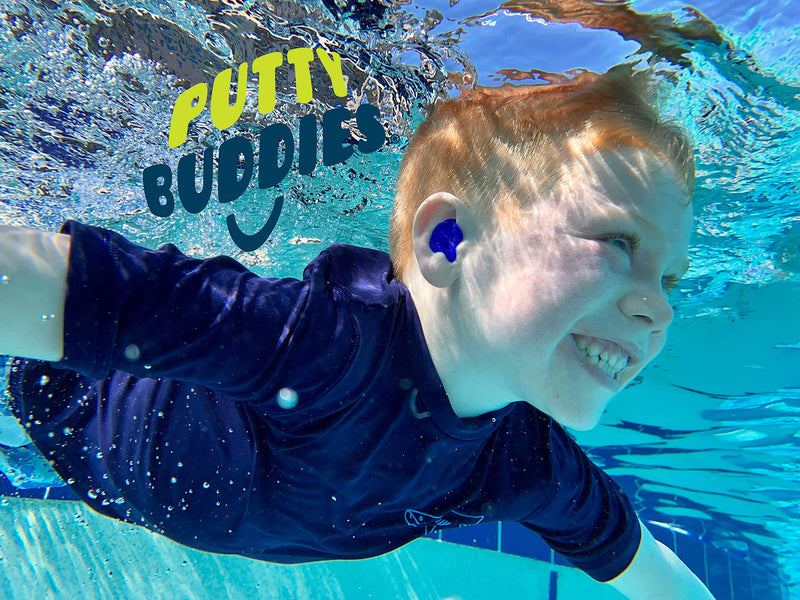 Putty Buddies Ear Plugs 10-Pair Pack - Soft Silicone Ear Plugs for Swimming & Bathing - Invented by ENT Physician - Block Water - Premium Swimming Earplugs - Doctor Recommended Blue/Red/Teal
