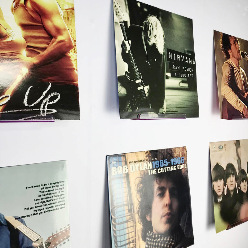 WPESI Vinyl Record Shelf Wall Mount 8Pack,7 Inch Acrylic Record Shelf,Record Wall Display, Vinyl Record Holder CD Rack,8 Pack (Purple) Purple