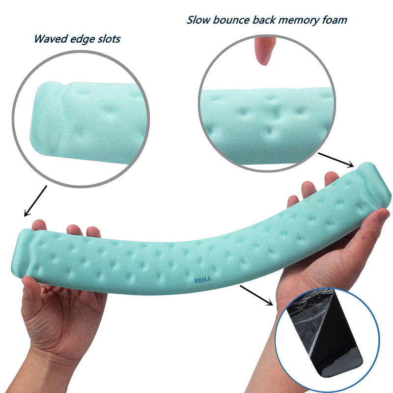 BRILA Memory Foam Mouse & Keyboard Wrist Rest Support Pad Cushion Set for Computer, Laptop, Office Work, PC Gaming - Massage Holes Design - Easy Typing Wrist Pain Relief (Aquamarine Bundle) Aquamarine Bunlde