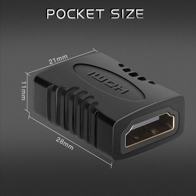 2 Pack HDMI Adapter, Tsemy Right Angle 90 Degree Gold Plated HDMI Male to Female Connector, Female to Female HDMI Connector, Support 3D 4K 1080P HDMI Extender for HDTV Laptop PC