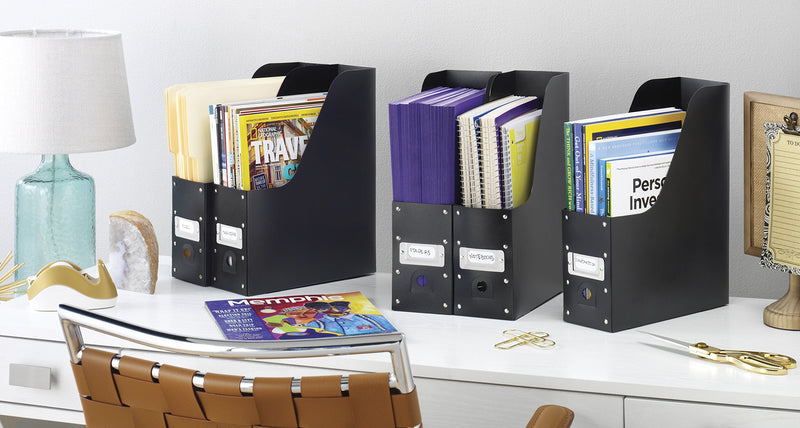Whitmor Magazine Storage Desk Organizers - Black (Set of 5) BLACK PLASTIC MAGAZINE ORGANIZERS S/5