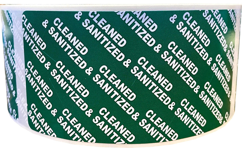 Green Cleaned and Sanitized Tamper Evident Seals, 2 x 4 Inch, 500 Total Labels