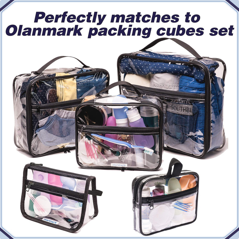 TSA Approved Clear Toiletry Bag with Pocket - Quart Size Bag for Airport, Camping or Gym 1pcs Black
