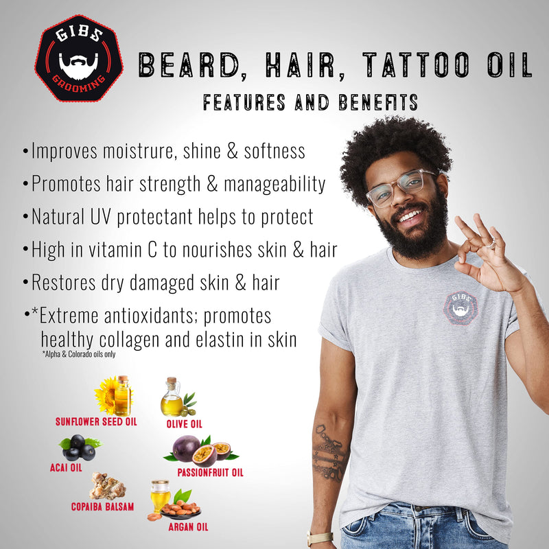 GIBS Grooming Bush Master Beard, Hair & Tattoo Oil- All-Natural with Nutmeg, Leather, Vanilla & Musk Scent- Softens & Strengthens Beard Growth, Moisturizes Skin, 1 Oz. 1 Ounce (Pack of 1) Nutmeg, Leather, Vanilla and Musk