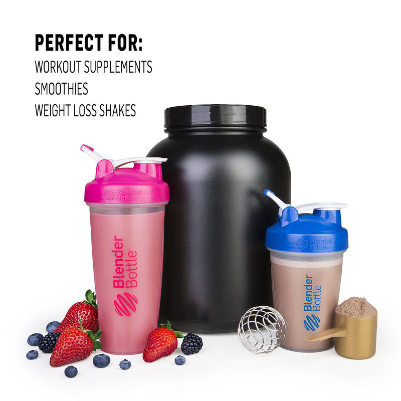BlenderBottle Classic Shaker Bottle Perfect for Protein Shakes and Pre Workout, 20-Ounce, Full Color Black Classic V1
