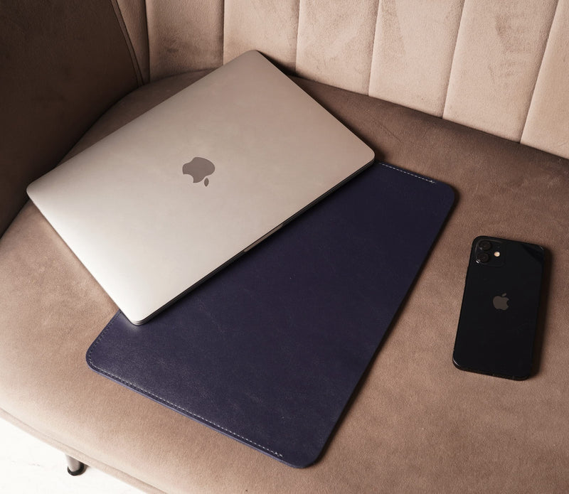 MacBook 13 Sleeve Soft Genuine Leather case Bag Handmade for 13-inch MacBook Air M1 A2337 A2179 A1932 2018-2021, MacBook Pro M1/A2338 A2251 A2289 2016-2021, Blue Vertical 13 Macbook Air / Pro