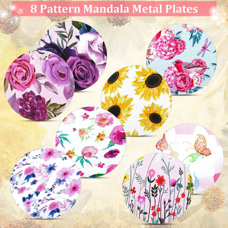 8 Pcs Phone Magnet Car Metal Plate Mount Metal Plate for Cell Holder Magnetic Car Mount Compatible with Magnetic Car Mounts Replacement Sticker (Floral Style) Floral Style