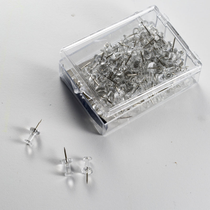 Officemate Push Pins in Reusable Box, Clear, Box of 100 (92707)