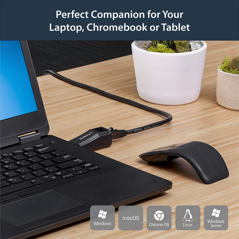 StarTech.com USB 3.0 to Gigabit Ethernet NIC Network Adapter - 10/100/100 Mbps Network Adapter - USB to Ethernet LAN Adapter - USB to RJ45 (USB31000NDS) USB-C