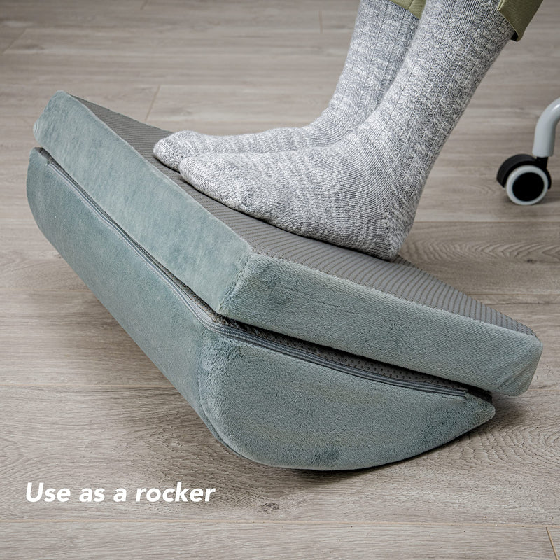 ErgoFoam Adjustable Desk Foot Rest for Added Height - Orthopedic Teardrop Design - Large Premium Foot Rest Under Desk - Most Comfortable Foot Stool Under Desk for Lumbar, Back, Knee Pain (Grey) Grey