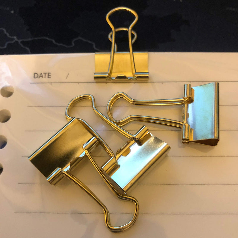 nctinystore Binder Clips Small Metal Clamp - 3/4 in (0.75 inch) (Gold, 40 - Count) 0.75 inch / 19 mm 40 Count