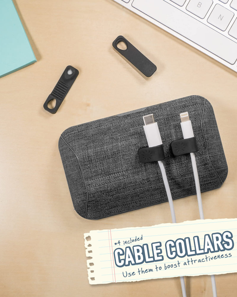 Smartish Magnetic Cord Holder - Bigger Cable Wrangler Organizer with Magnet Clips for Charger Management on Desktop, Nightstand, or Side Table - Holds 6 Cables - No. 2 Pencil Gray