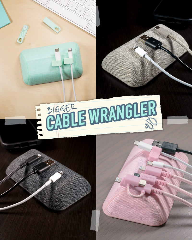 Smartish Magnetic Cord Holder - Bigger Cable Wrangler Organizer with Magnet Clips for Charger Management on Desktop, Nightstand, or Side Table - Holds 6 Cables - Teal Me More