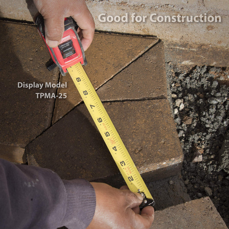 VINCA TPMA-10 10 Feet Tape Measure with Fraction Low Glare Nylon Coat Matte Finish High Visibility Blade Marking 10'