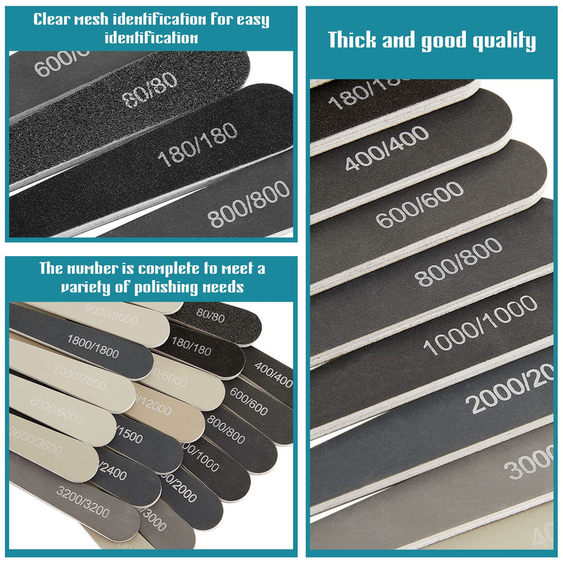 Pack of 20 Honoson sanding rods for plastic models, polishing rods, assorted metal and wood sanding tools, accessories for beginners in model making, water drop style