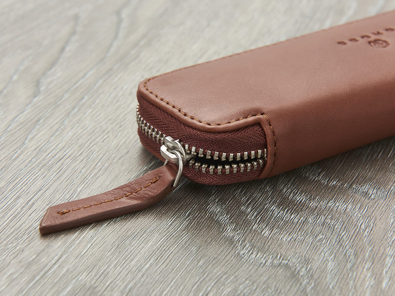 Cross Tan Leather Double Pen Pouch