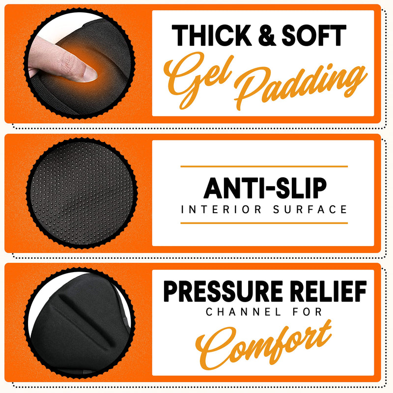 Bikeroo Bike Seat Cushion - Padded Gel Wide Adjustable Cover for Men & Womens Comfort, Compatible with Peloton, Stationary Exercise or Cruiser Bicycle Seats, 11in X 10in Black