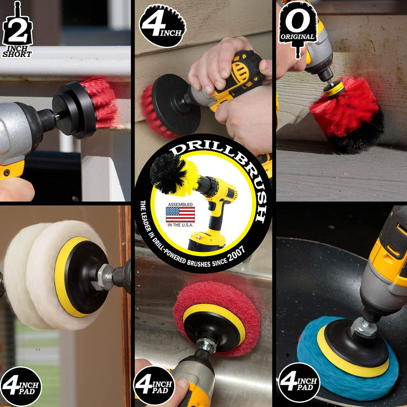 Drillbrush Scrub Brush - Drill Scrub Brush Attachment - Stone Cleaning - Deep Cleaning Brush - Ceramic Tile Cleaner Brush - Deck Scrub Brush - Drill Brush Pads - Rotary Drill Brush Cordless Scrubber