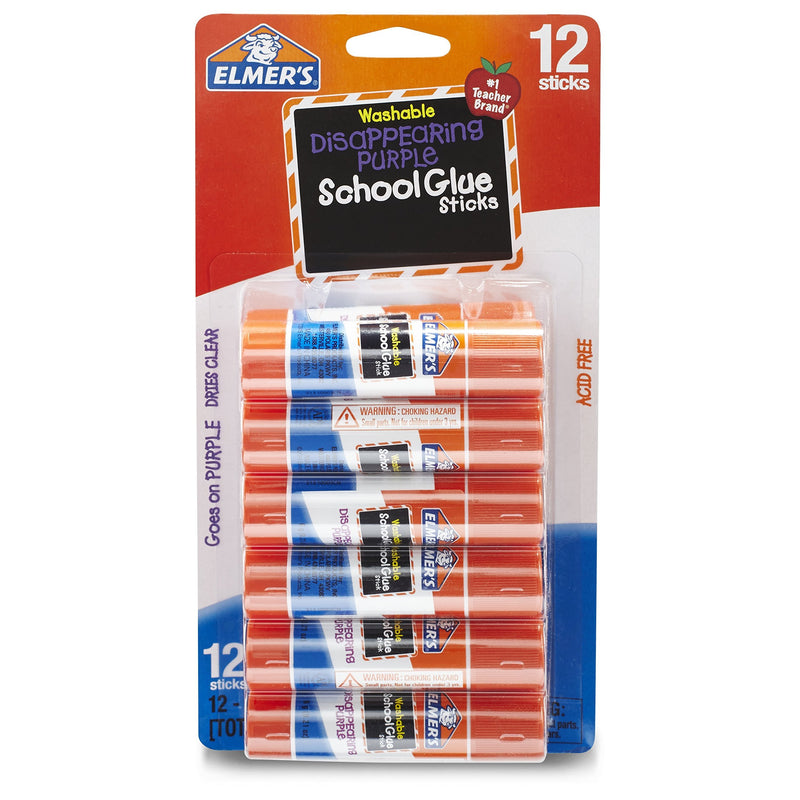 Elmer's Glue Stick (E579), Disappearing Purple, 12 Sticks 12 Count