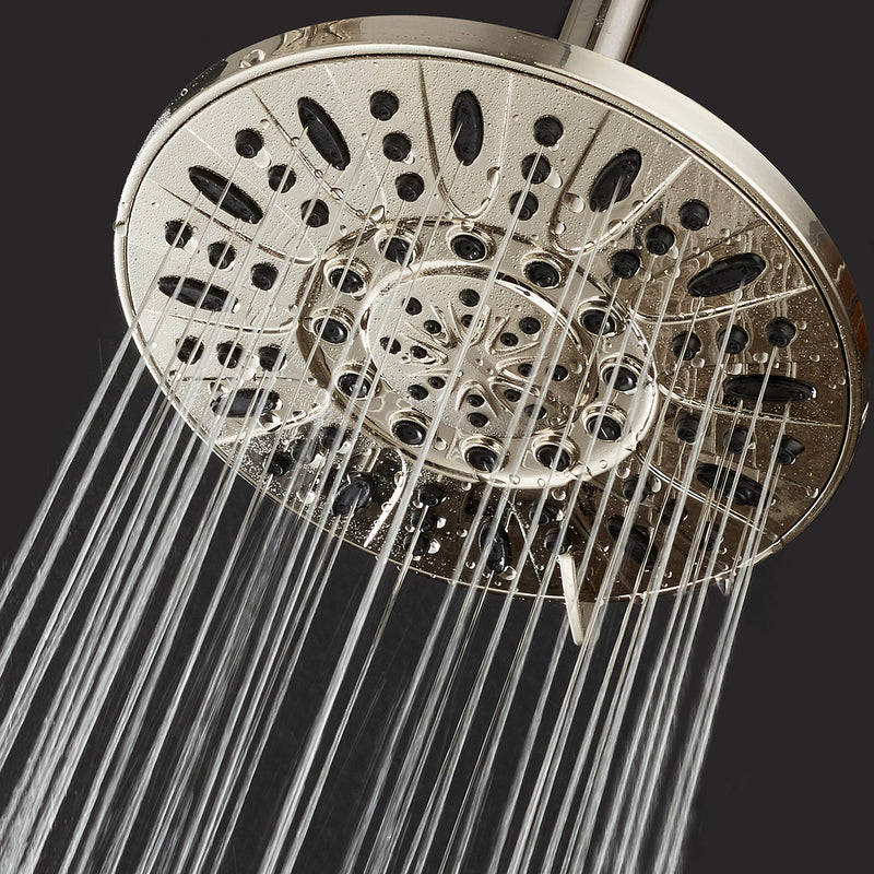 AquaDance Brushed Nickel High Pressure 6-Setting 7" Rain Shower Head â€“ Angle Adjustable, Anti-Clog Showerhead Jets, Tool-Free Installation-USA Standard Certified-Top U.S. Brand Deluxe 7" Single