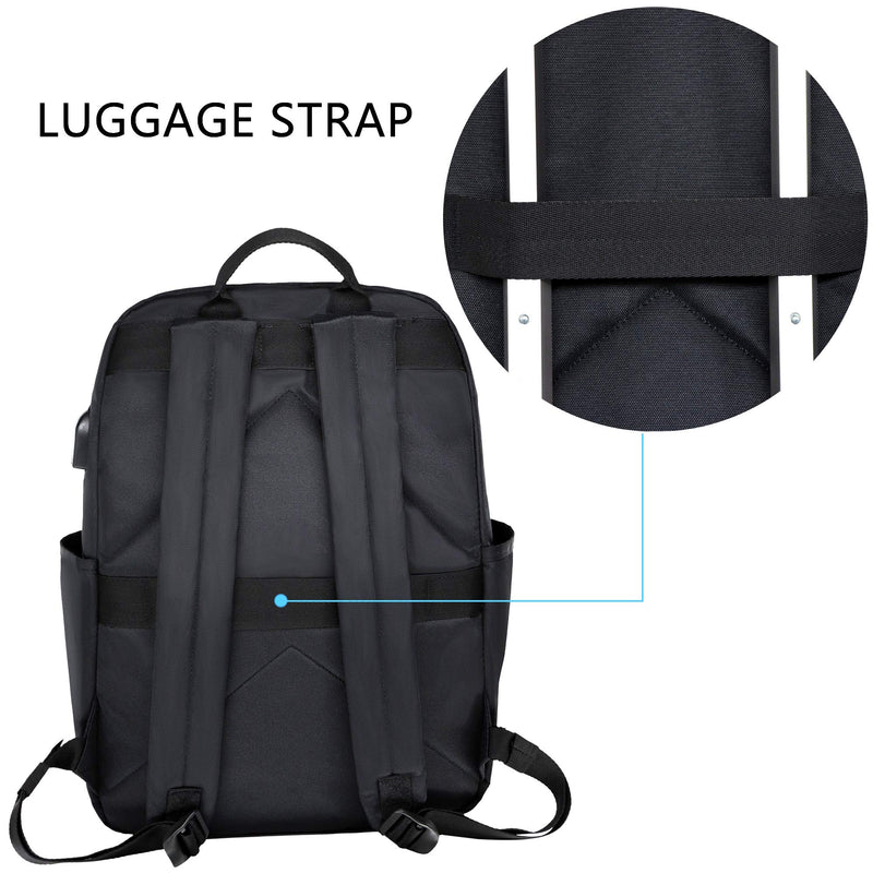 KROSER Stylish Laptop Backpack 15.6 Inch College School Daypack with USB Charging Port, Water-repellent Nylon Computer Backpack Fashion Backpack for Travel/Business/Women/Girls-Black