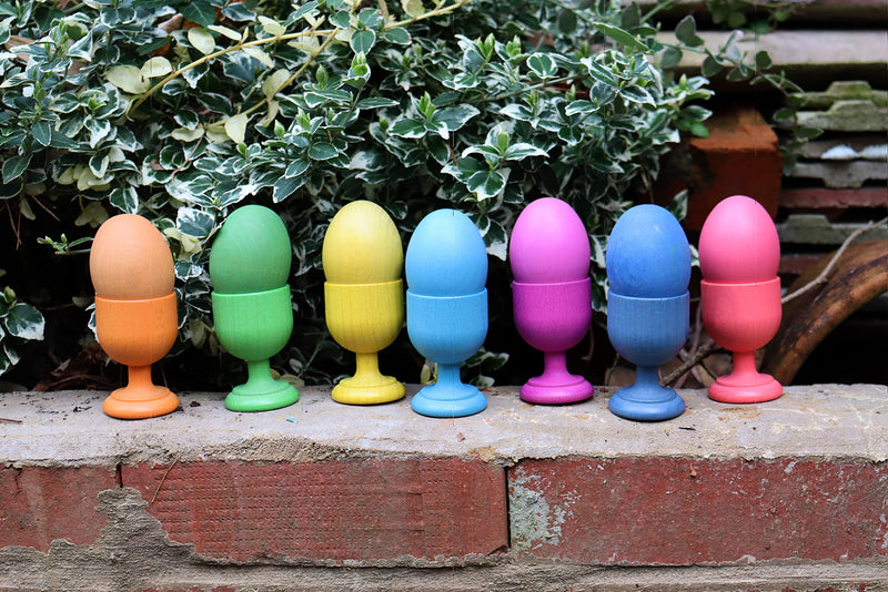 TickiT-74005 Rainbow Wooden Eggs - Set of 7 colors - Wooden Toys for Toddlers - For Ages 10m+ - Inspire Curiosity With Wooden Loose Parts Play