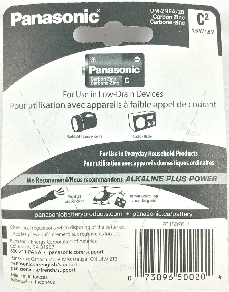 4Pc Size C Panasonic Batteries Super Heavy Duty Power Zinc Carbon