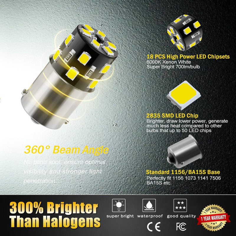 BRISHINE 20PCS 1141 1156 Interior LED Light Bulbs for RV, Super Bright 18-SMD 6000K Xenon White 1073 1003 7506 BA15S LED Bulbs Replacement for Camper Trailer Boat Indoor Lights(12V DC) Bright White