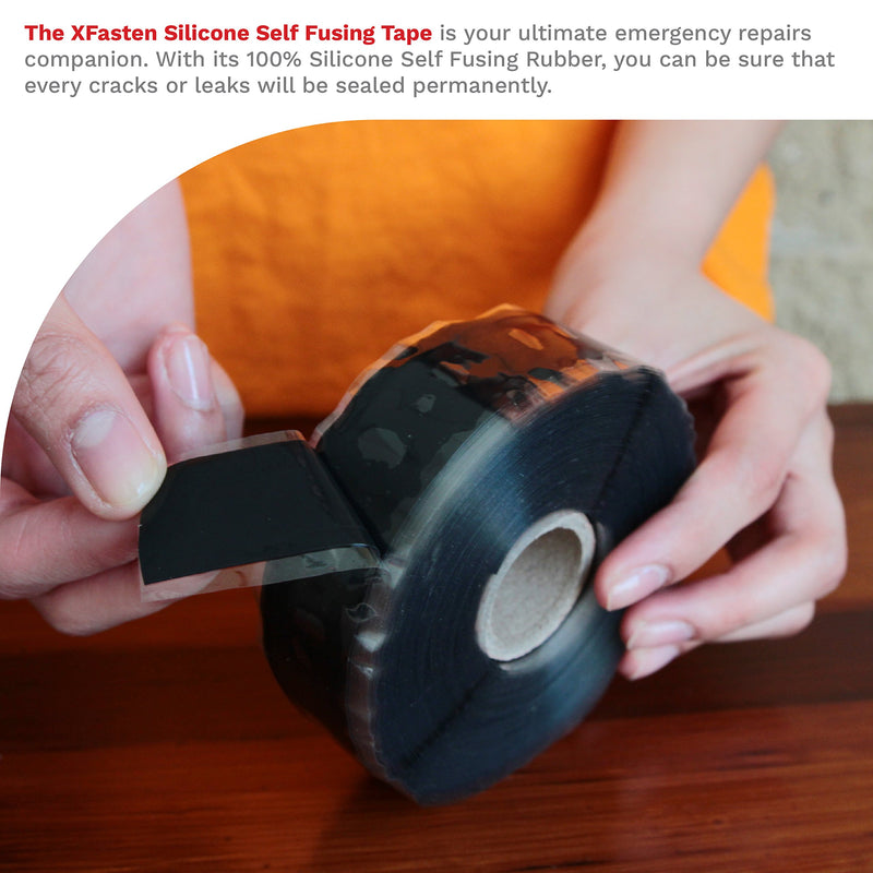 XFasten Silicone Self Fusing Tape 1-Inch x 36-Foot (Black) Silicone Repair Tape Black