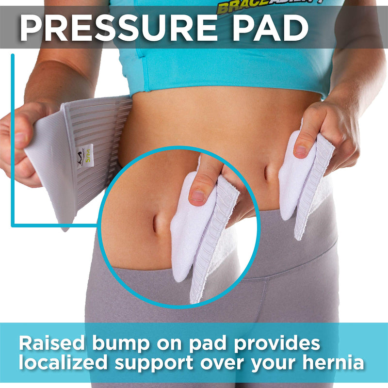 BraceAbility Hernia Belt for Men & Women | Stomach Truss Binder with Compression Support Pad for Abdominal, Umbilical, Navel & Belly Button Hernias - S/M (New & Improved) Fits 28"-40" Small/Medium (Pack of 1)