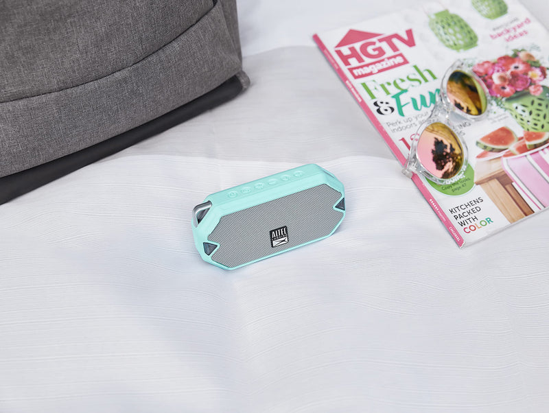 Altec Lansing HydraMini Wireless Bluetooth Speaker, IP67 Waterproof USB C Rechargeable Battery with 6 Hours Playtime, Compact, Shockproof, Snowproof, Everything Proof (Mint Green) Mint Green