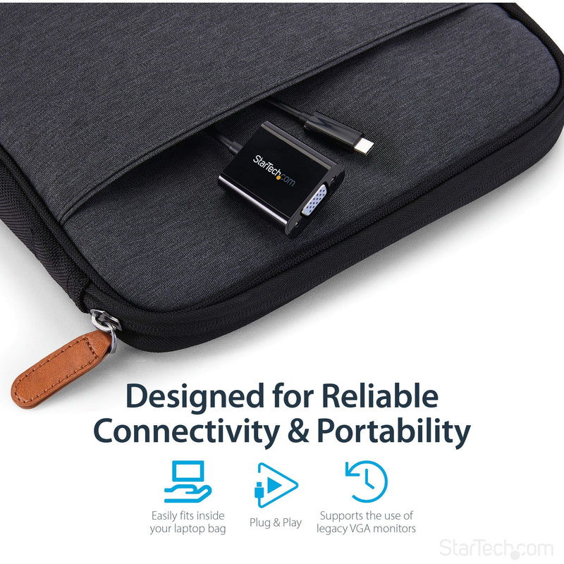 StarTech.com USB-C to VGA Adapter - Black - 1080p - Video Converter For Your MacBook Pro - USB C to VGA Display Dongle (CDP2VGA)