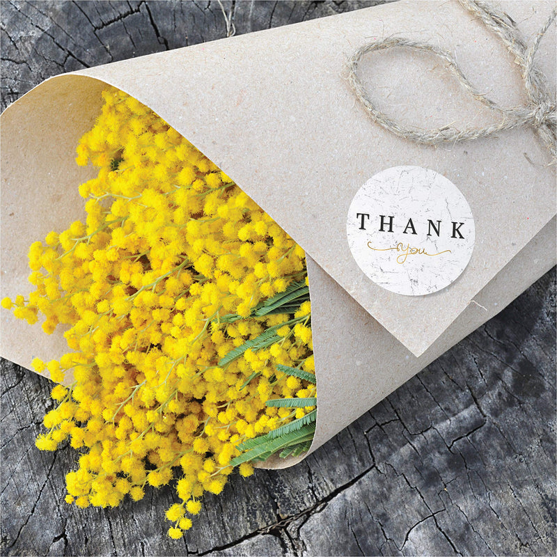 1.5 Inch 500 Thank You Stickers in Roll | Marble Mesh with Gold Foil | Highly Recommended for Birthdays, Weddings, Giveaways, Bridal Showers and Perfect for Small Business Owner