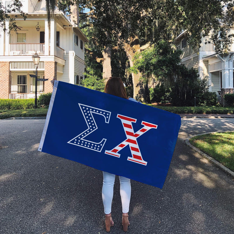 Sigma Chi USA Letter Fraternity Flag Greek Banner Large 3 feet x 5 feet Sign Decor Sig Chi (Flag - USA)