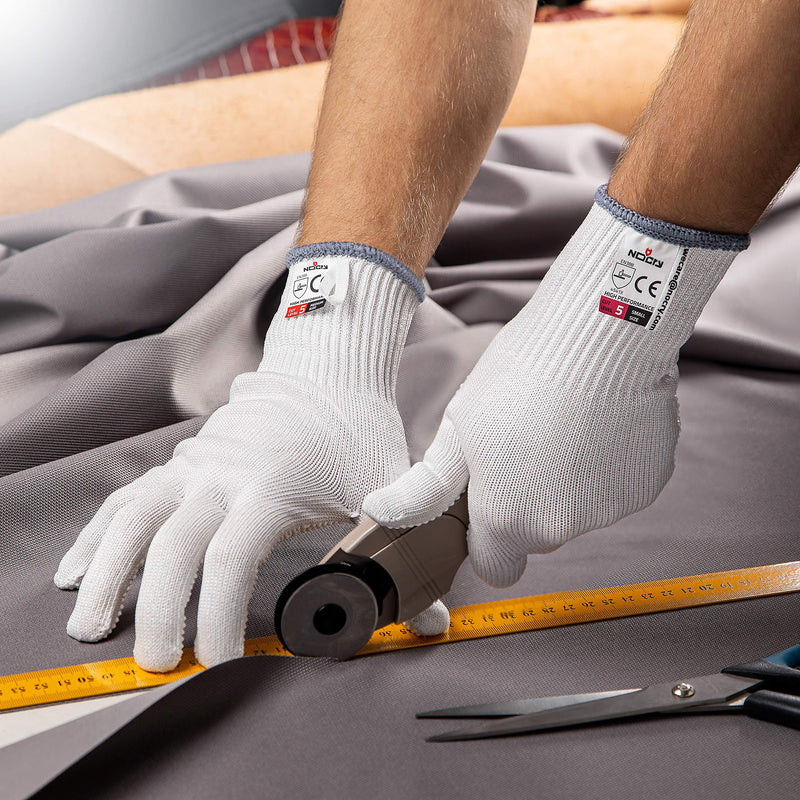 NoCry Cut Resistant Protective Work Gloves with Rubber Grip Dots. Tough and Durable Stainless Steel Material, EN388 Certified. 1 Pair. White, Size Large Large(Pack of 2) Reinforced Grip Dot