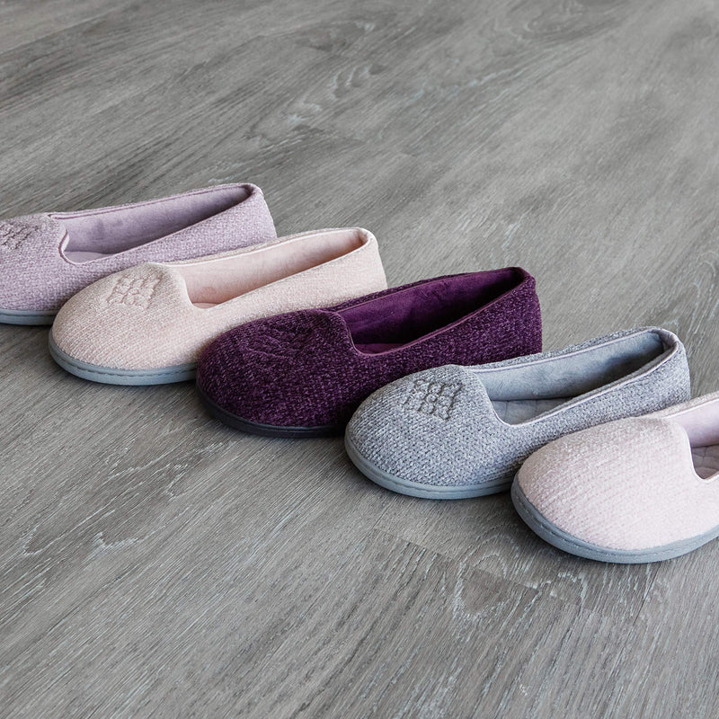 Dearfoams Women's Rebecca Chenille Closed Back Slipper Small Sleet