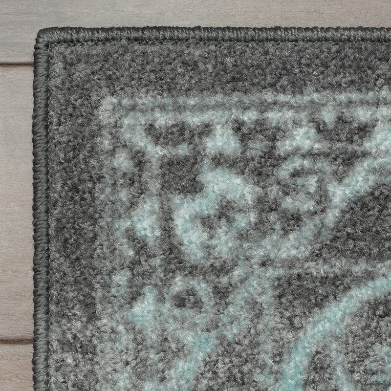 Maples Rugs Pelham Vintage Kitchen Rugs Non Skid Washable Accent Area Carpet [Made in USA], 1'8 x 2'10, Grey/Blue Blue/Grey