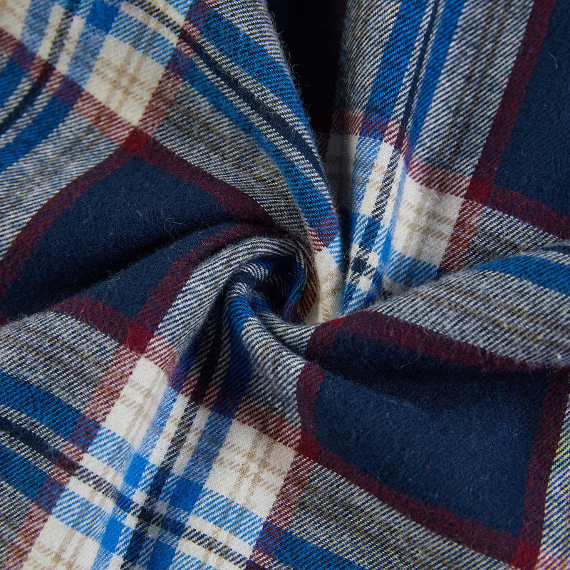 YINC Men's 100% Cotton Super Soft Flannel Pajama Pants Medium Navy White Tartan