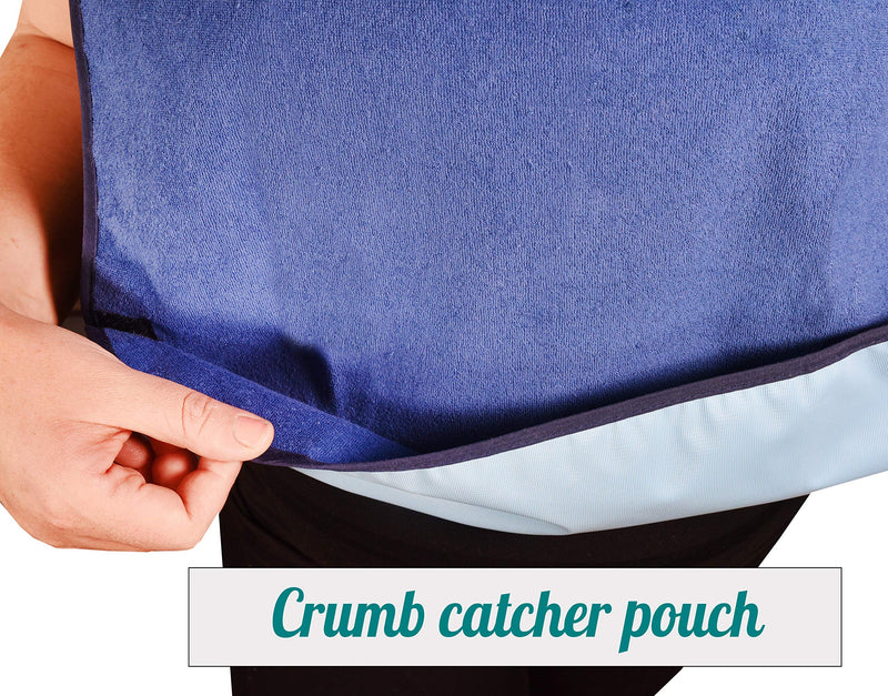 2 Pack Adult Bibs - Reusable and Washable Cotton Terry Cloth Aprons for Elderly, Seniors and Disabled