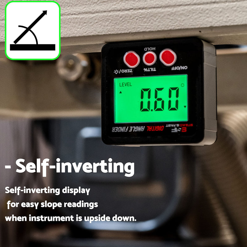 S&F STEAD & FAST Digital Angle Finder Gauge Magnetic Protractor Inclinometer Angle Cube Level Box with Magnetic Base and Backlight on Demand