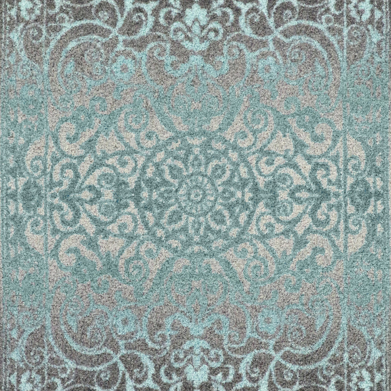Maples Rugs Pelham Vintage Kitchen Rugs Non Skid Washable Accent Area Carpet [Made in USA], 1'8 x 2'10, Grey/Blue Blue/Grey