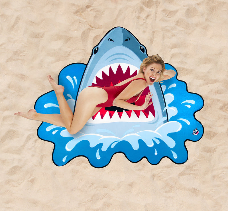 BigMouth Inc Giant Beach Blanket, Oversized Beach Towel, Ulta-Soft Microfiber Towel, Washing Machine Friendly Shark Bite