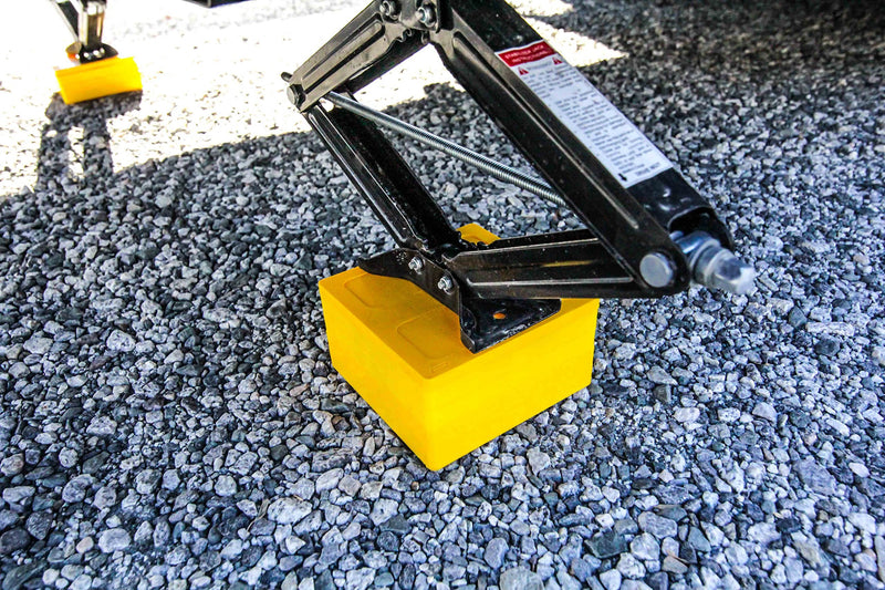 Camco Durable Leveling Block Caps - Securely Fits on Top of Your Leveling Blocks to Create An Even Surface Without Increasing Stack Height - 4 Pack (44500) , Yellow Leveling Block Caps - 4 Pack Standard Packaging