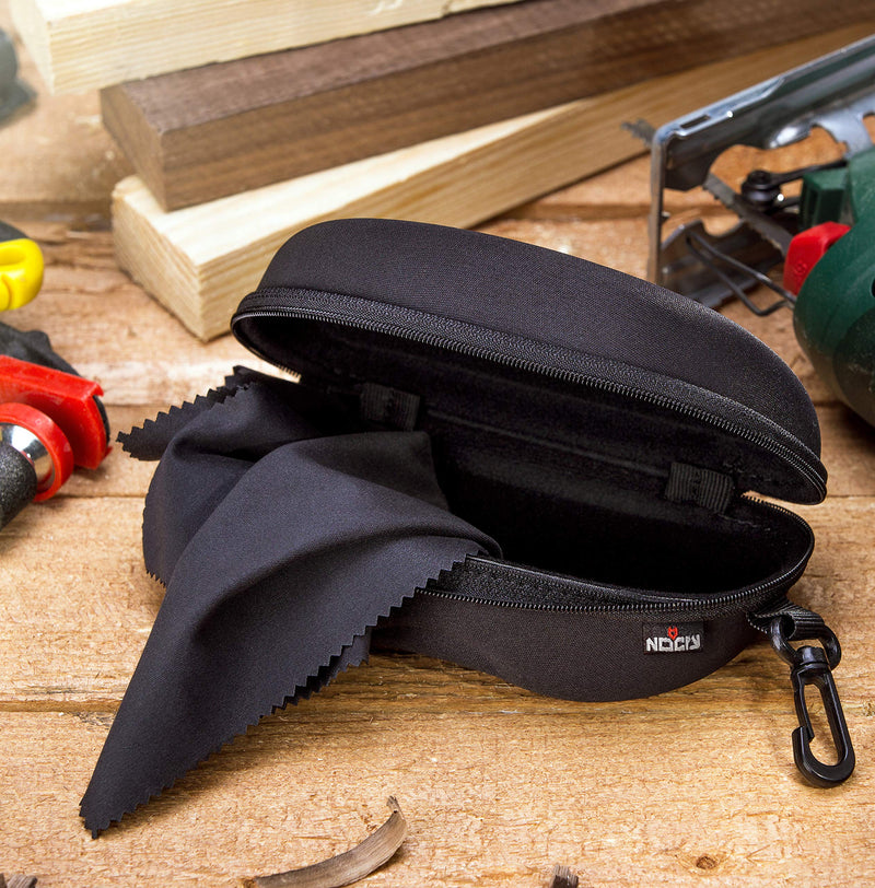 NoCry Storage Case for Safety Glasses with Felt Lining, Reinforced Zipper and Handy Belt Clip For Glasses