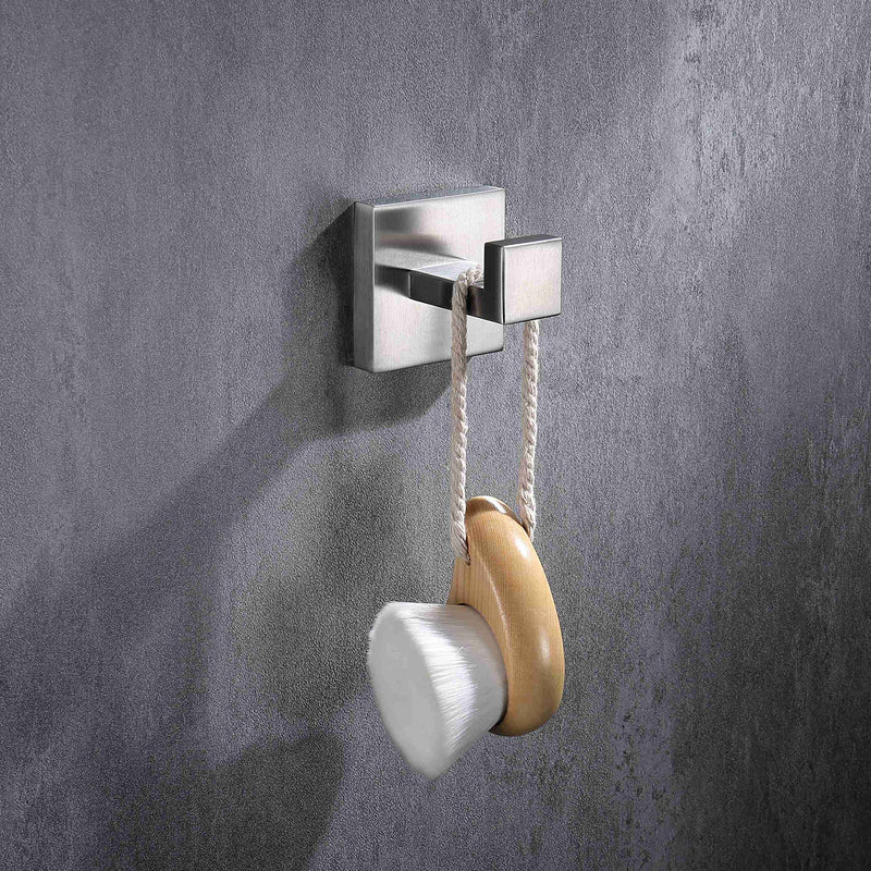 Bathroom Towel Hook 4 Pack, for Kitchen, Bedroom, Hotel - Modern Design Effortless Mounting Towel Hangers, Brushed Finish COUOBO Brushed Grey