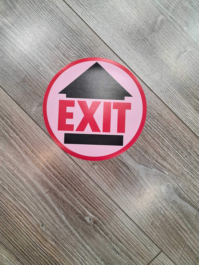 CLEVER SIGNS Exit Sign, 10 Decals per Pack, 7.5" Round, Social distancing Sign, Social distancing Floor Decals