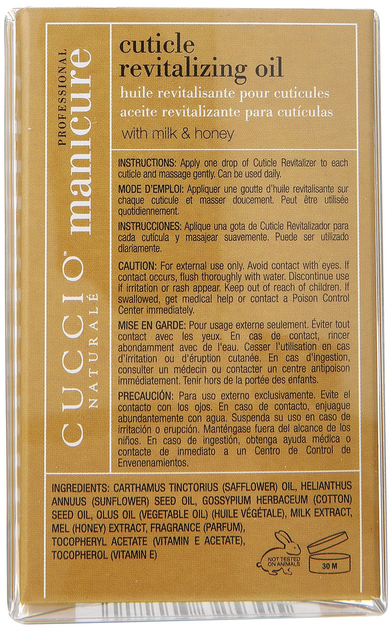 Cuccio Naturale Milk and Honey Cuticle Revitalizing Oil - Moisturizes and Strengthens Nails and Cuticles - Soothing and Nourishing - Paraben and Cruelty Free with Natural Ingredients - 2.5 oz