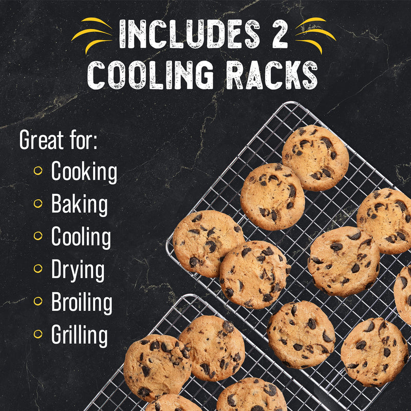 Checkered Chef Cooling Rack - Set of 2 Stainless Steel, Oven Safe Grid Wire Racks for Cooking & Baking - 8” x 11 ¾" 8" x 11 ¾"