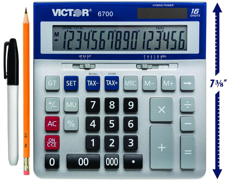 Victor 16-Digit Desktop Calculator, Silver, Blue 1-Pack